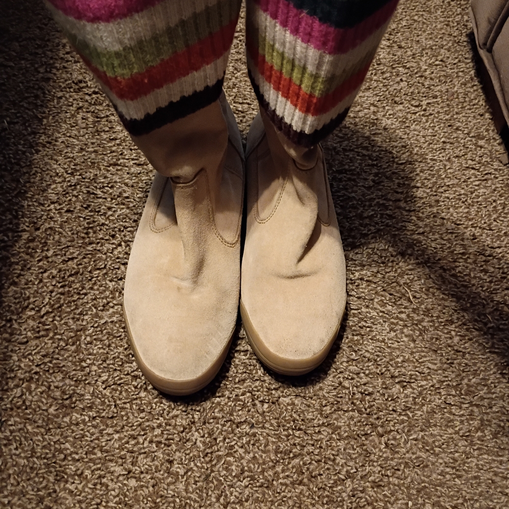 Colorful Striped Womens Coach Boots - Picture 4 of 8
